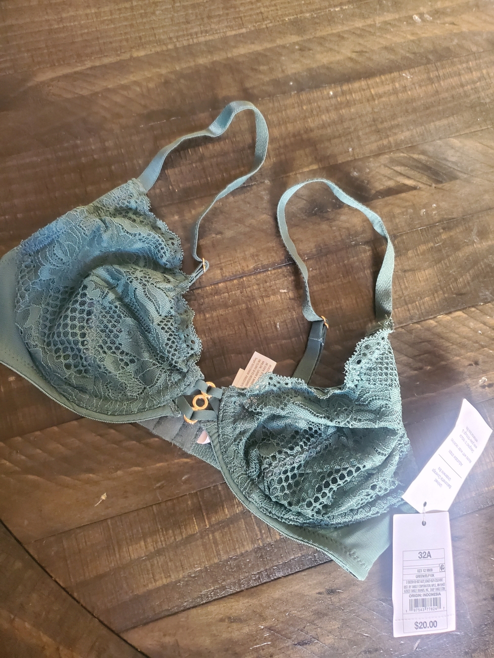Lace Underwire Bra in Dusty Teal
